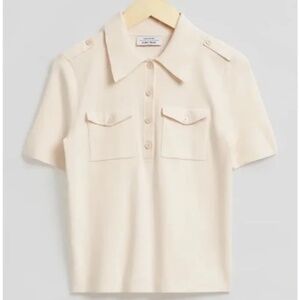 & Other Stories - Cream Fitted Utility Polo Shirt